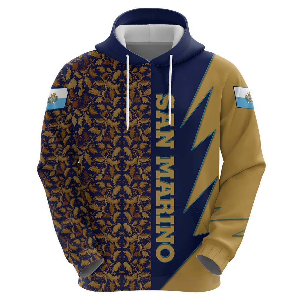 San Marino Hoodie with Baroque Floral and Lightning Stripe Design TS04