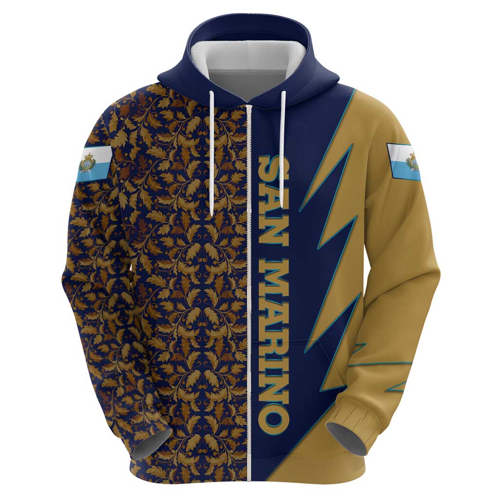 San Marino Hoodie with Baroque Floral and Lightning Stripe Design TS04