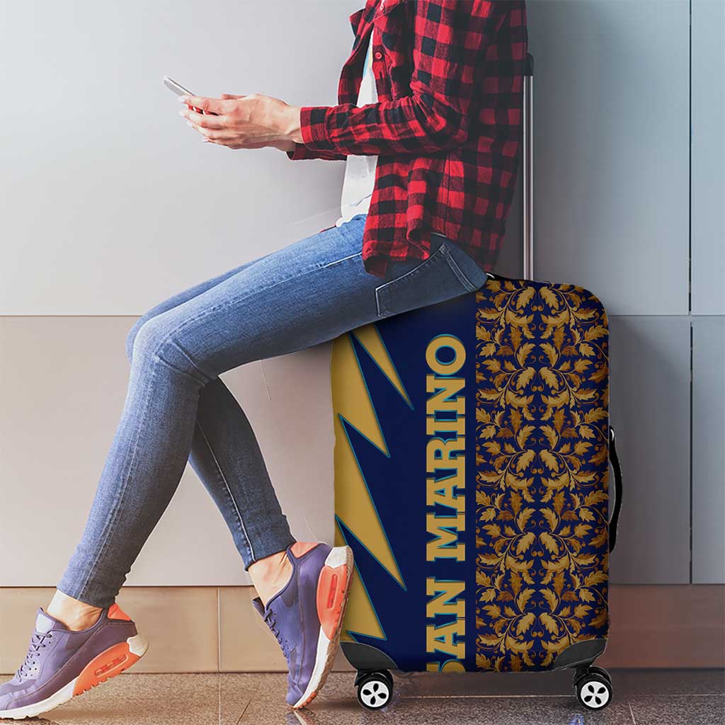 San Marino Luggage Cover with Baroque Floral and Lightning Stripe Design TS04