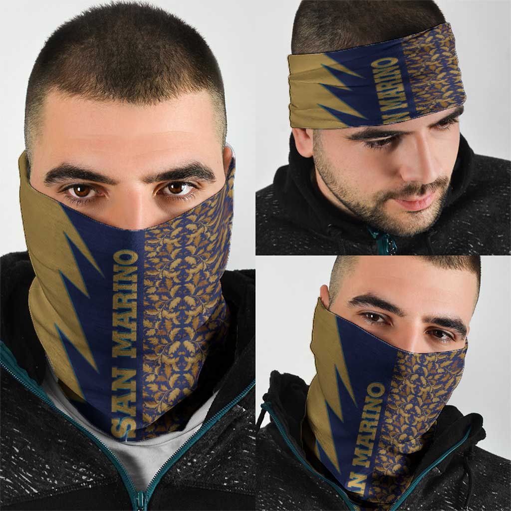 San Marino Neck Gaiter with Baroque Floral and Lightning Stripe Design TS04