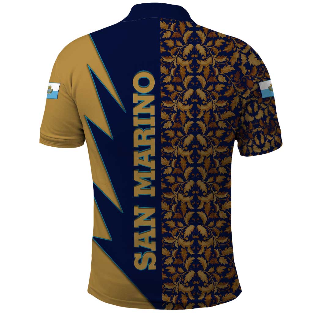 San Marino Polo Shirt with Baroque Floral and Lightning Stripe Design TS04