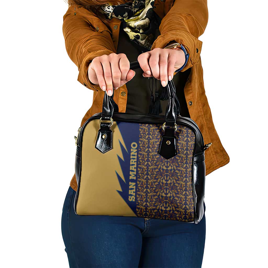 San Marino Shoulder Handbag with Baroque Floral and Lightning Stripe Design TS04