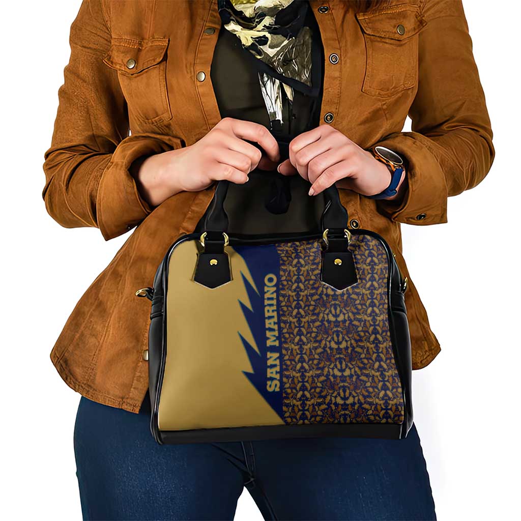 San Marino Shoulder Handbag with Baroque Floral and Lightning Stripe Design TS04