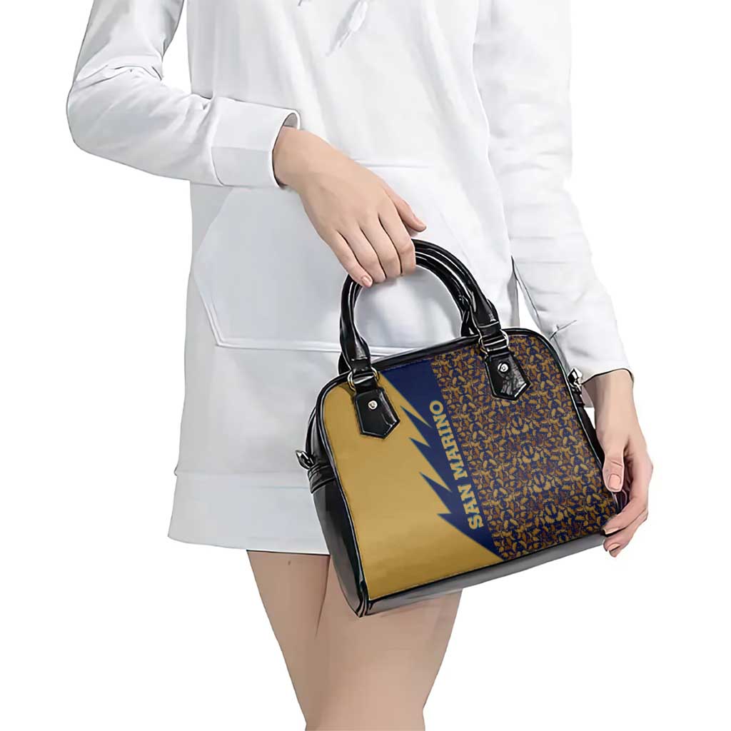 San Marino Shoulder Handbag with Baroque Floral and Lightning Stripe Design TS04