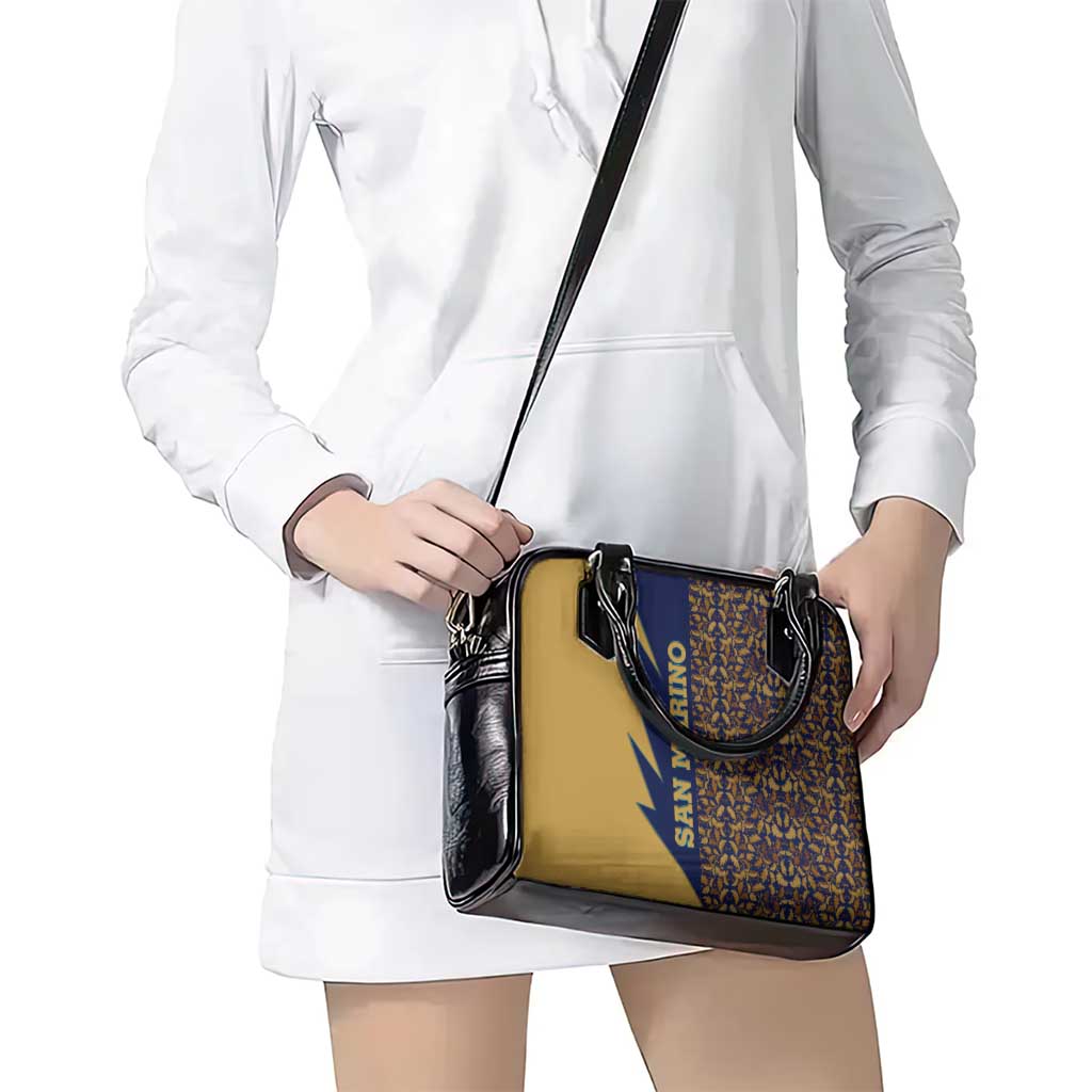 San Marino Shoulder Handbag with Baroque Floral and Lightning Stripe Design TS04