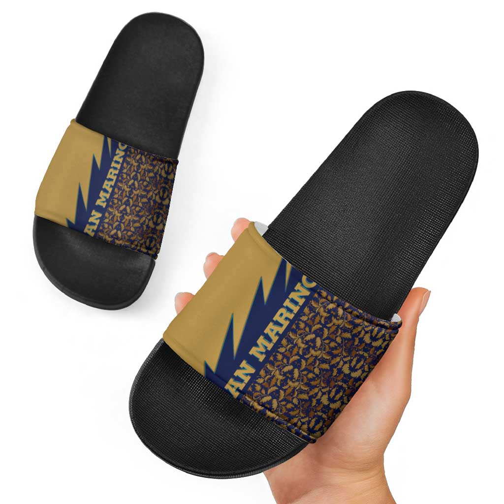 San Marino Slide Sandals with Baroque Floral and Lightning Stripe Design TS04