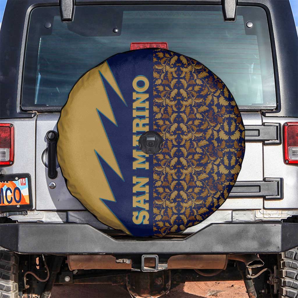 San Marino Spare Tire Cover with Baroque Floral and Lightning Stripe Design TS04