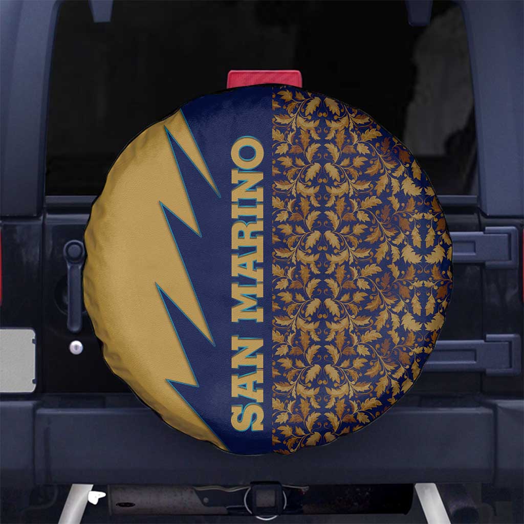 San Marino Spare Tire Cover with Baroque Floral and Lightning Stripe Design TS04
