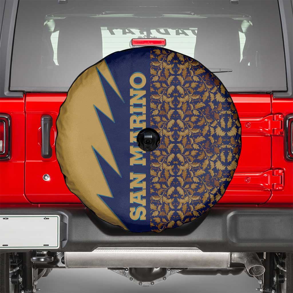San Marino Spare Tire Cover with Baroque Floral and Lightning Stripe Design TS04