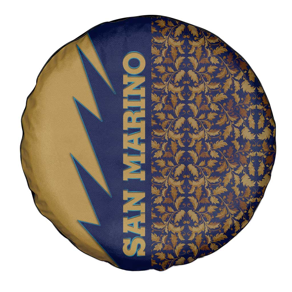 San Marino Spare Tire Cover with Baroque Floral and Lightning Stripe Design TS04
