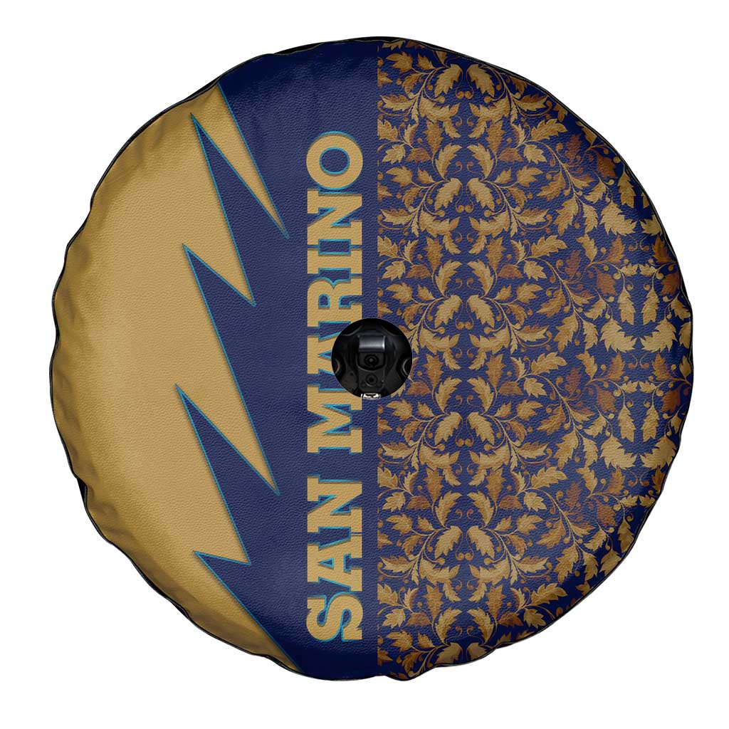 San Marino Spare Tire Cover with Baroque Floral and Lightning Stripe Design TS04