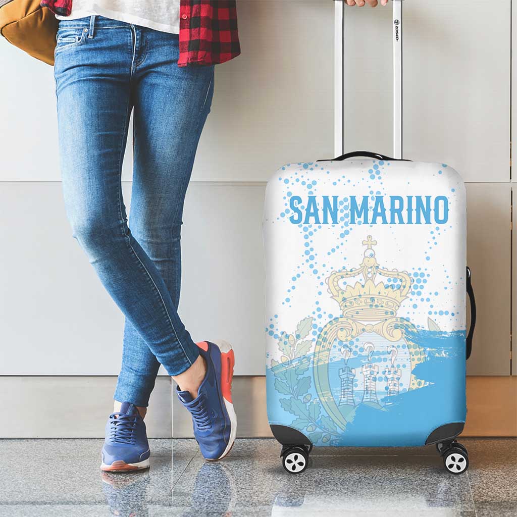 San Marino Luggage Cover with Coat of Arms and Paint Splash Dot Design TS04