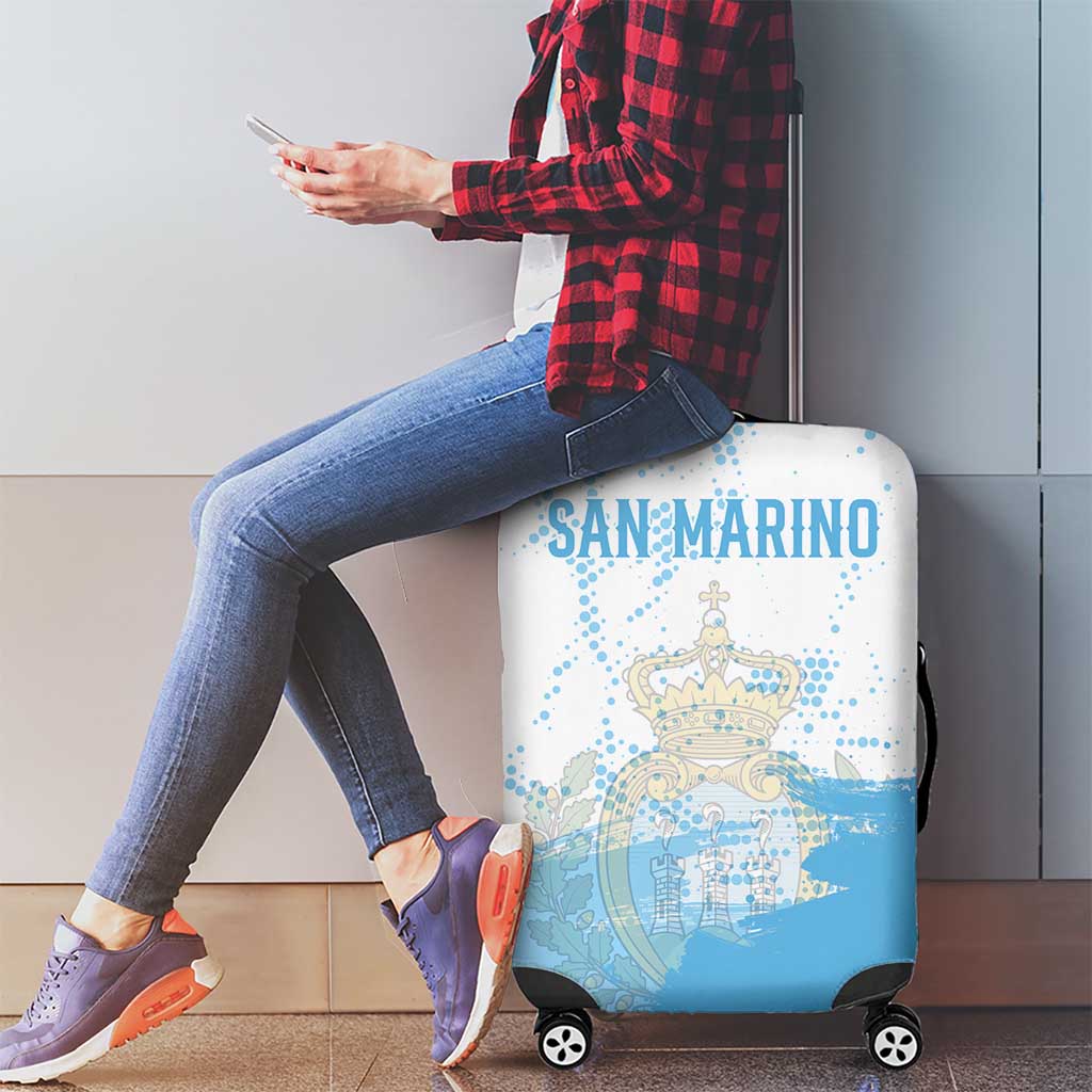 San Marino Luggage Cover with Coat of Arms and Paint Splash Dot Design TS04