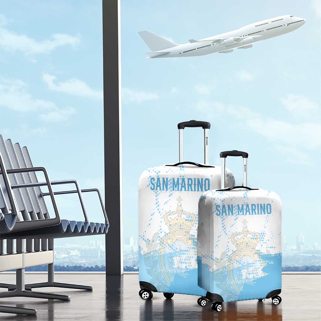 San Marino Luggage Cover with Coat of Arms and Paint Splash Dot Design TS04