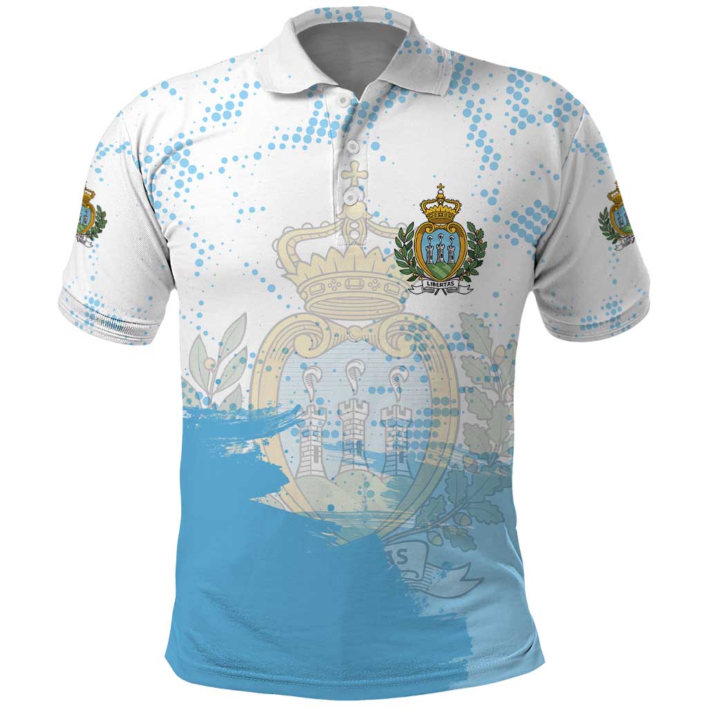San Marino Polo Shirt with Coat of Arms and Paint Splash Dot Design TS04