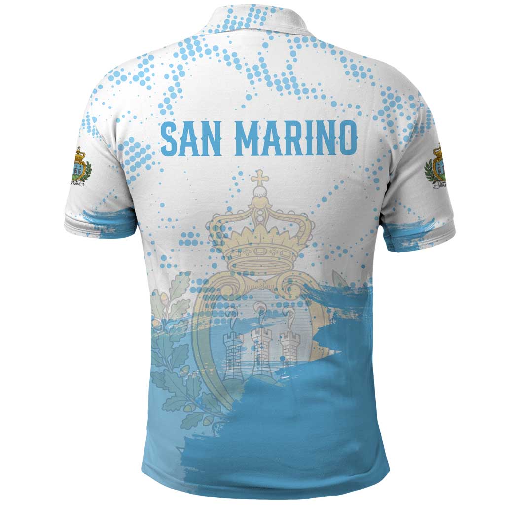 San Marino Polo Shirt with Coat of Arms and Paint Splash Dot Design TS04