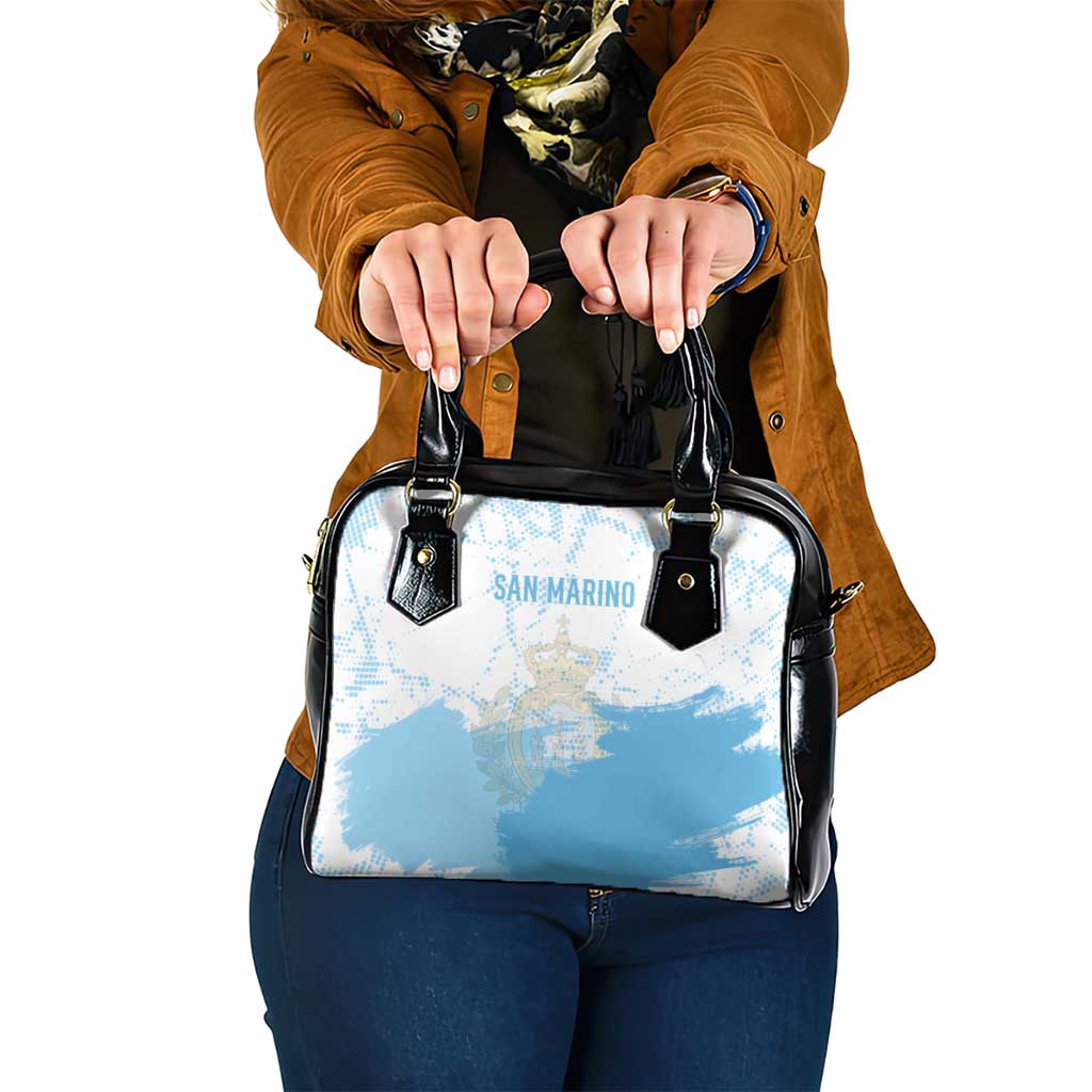 San Marino Shoulder Handbag with Coat of Arms and Paint Splash Dot Design TS04