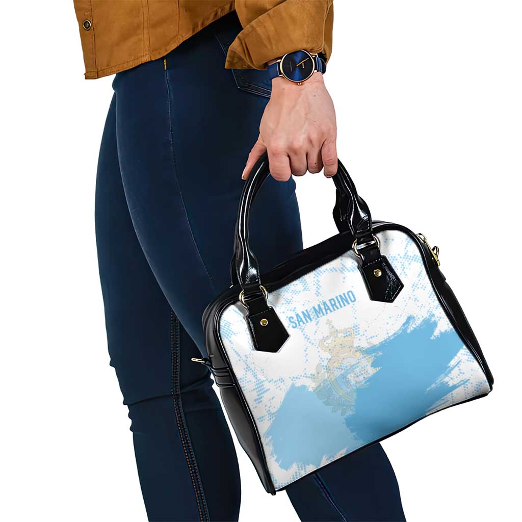 San Marino Shoulder Handbag with Coat of Arms and Paint Splash Dot Design TS04