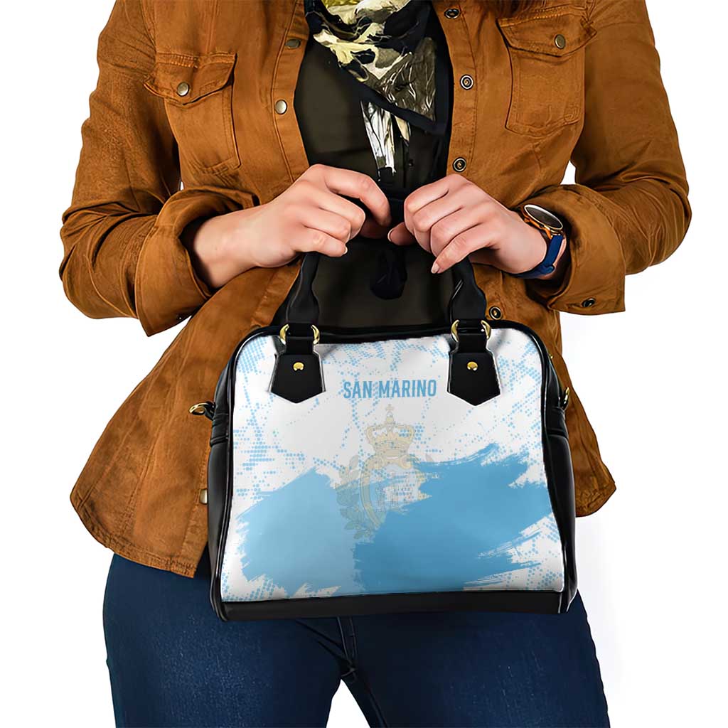 San Marino Shoulder Handbag with Coat of Arms and Paint Splash Dot Design TS04