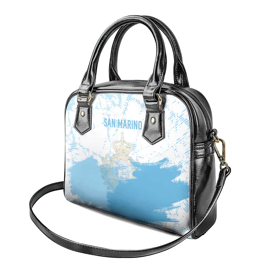 San Marino Shoulder Handbag with Coat of Arms and Paint Splash Dot Design TS04