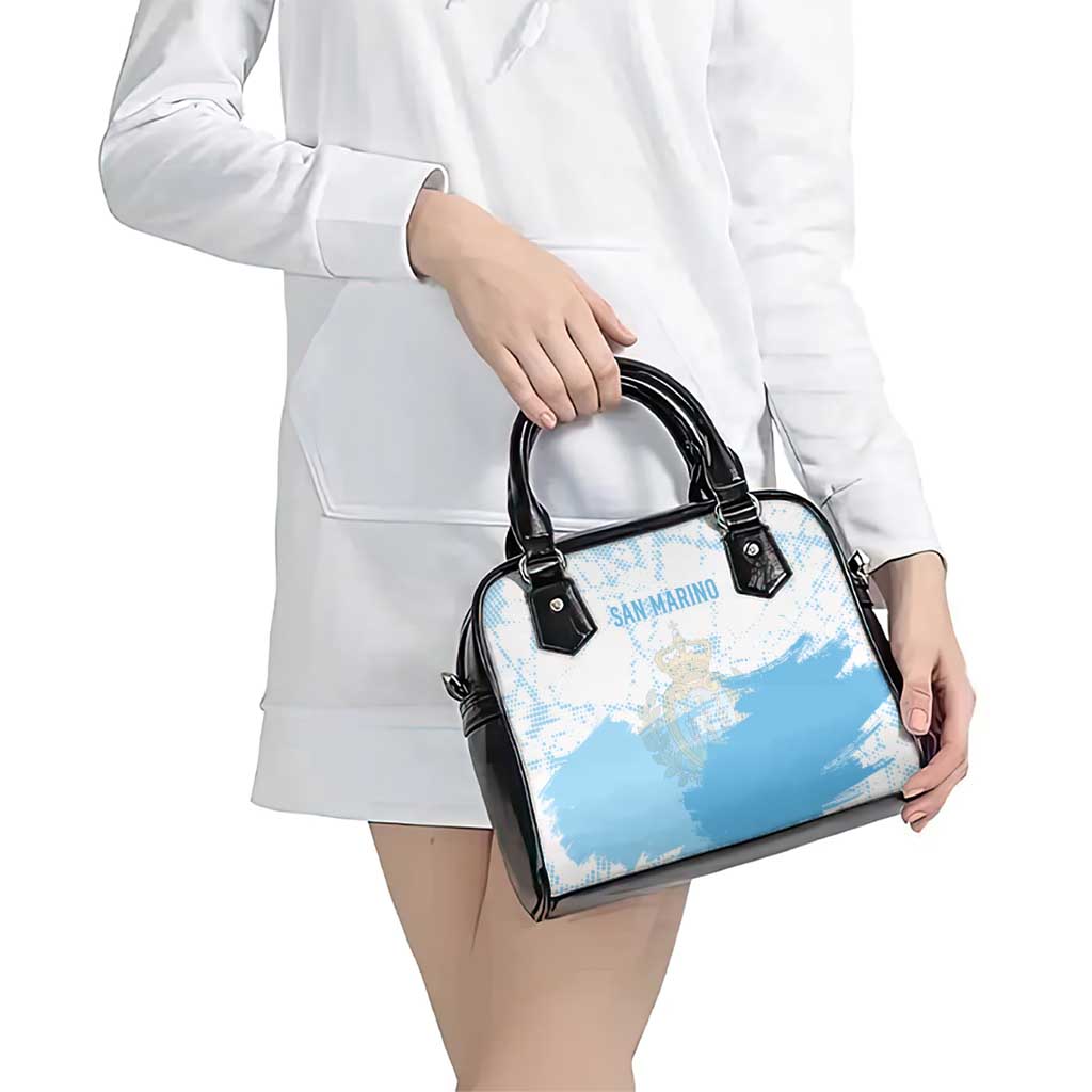 San Marino Shoulder Handbag with Coat of Arms and Paint Splash Dot Design TS04