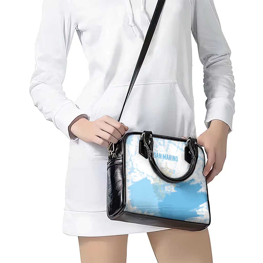 San Marino Shoulder Handbag with Coat of Arms and Paint Splash Dot Design TS04