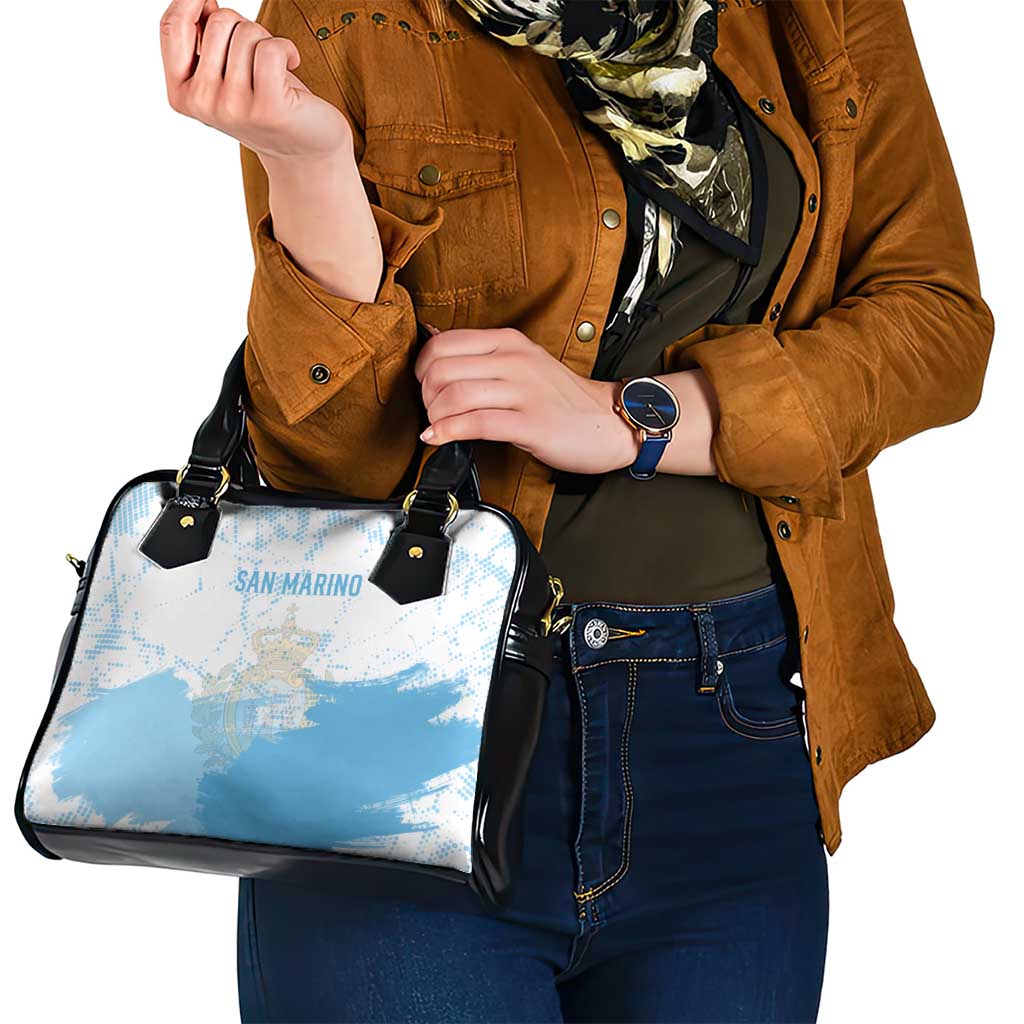 San Marino Shoulder Handbag with Coat of Arms and Paint Splash Dot Design TS04