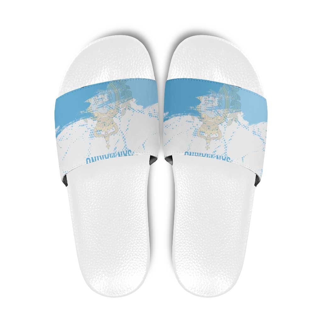 San Marino Slide Sandals with Coat of Arms and Paint Splash Dot Design TS04