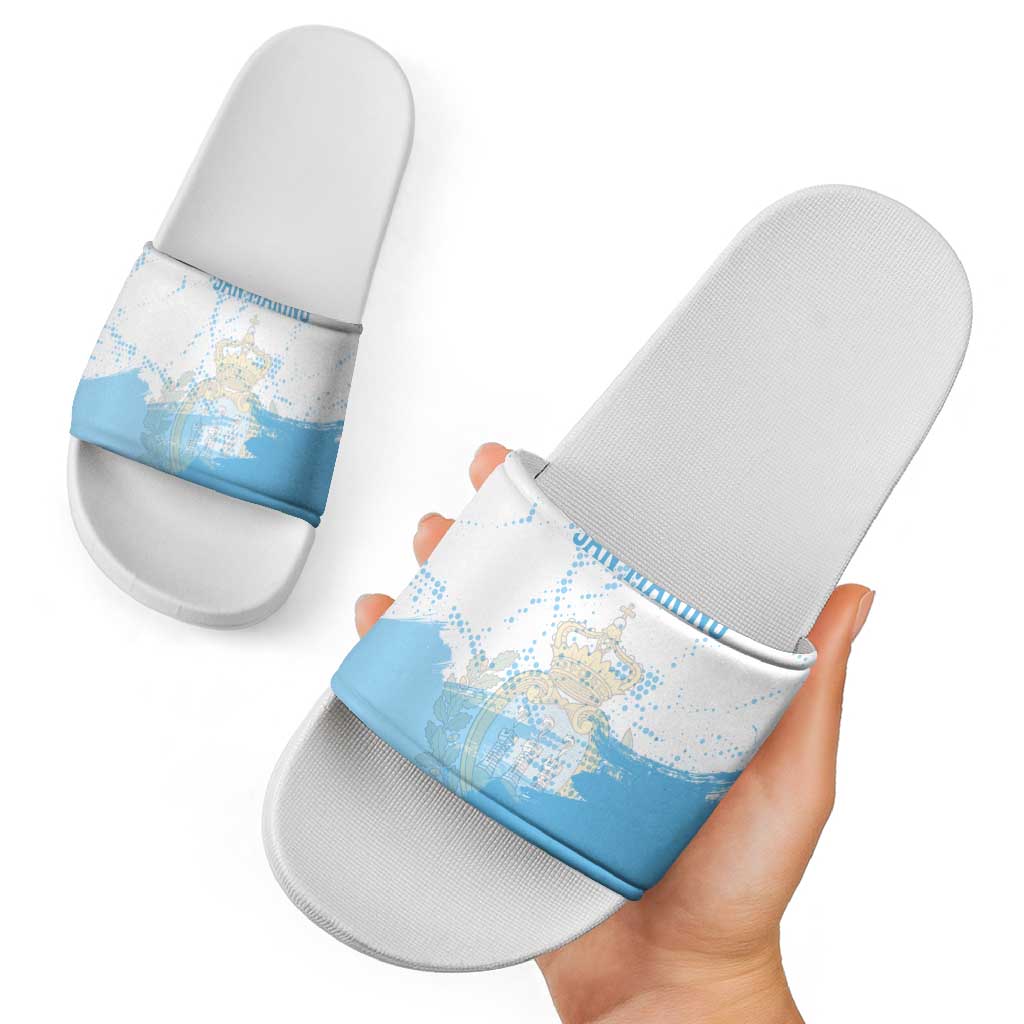 San Marino Slide Sandals with Coat of Arms and Paint Splash Dot Design TS04