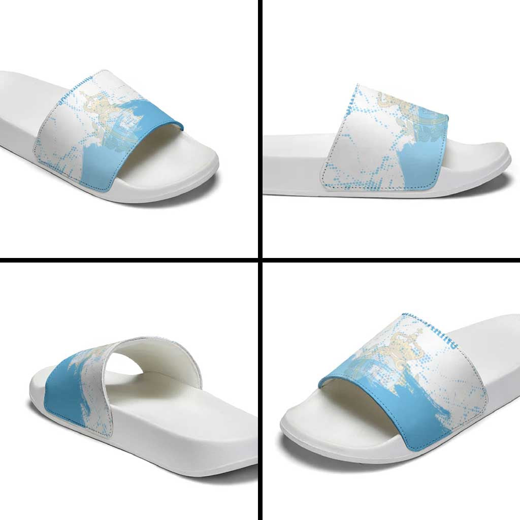 San Marino Slide Sandals with Coat of Arms and Paint Splash Dot Design TS04