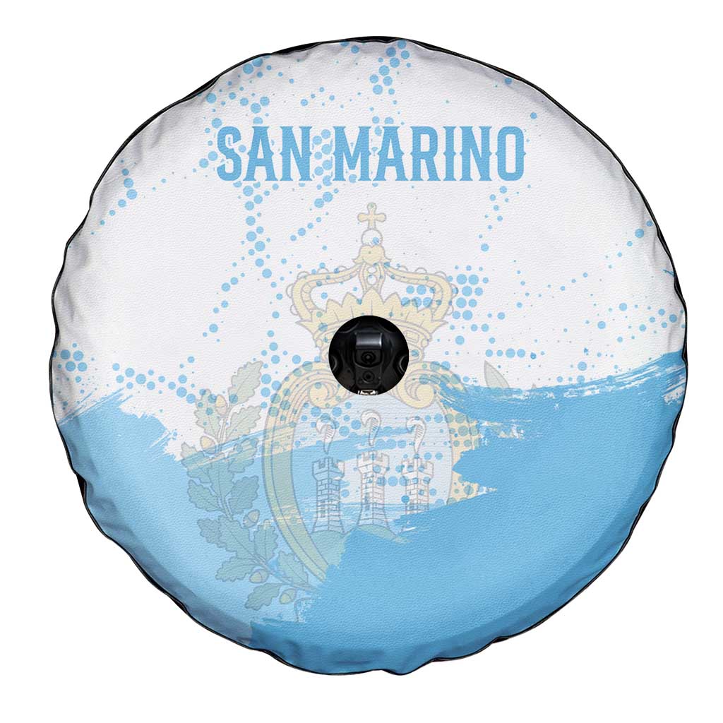 San Marino Spare Tire Cover with Coat of Arms and Paint Splash Dot Design TS04
