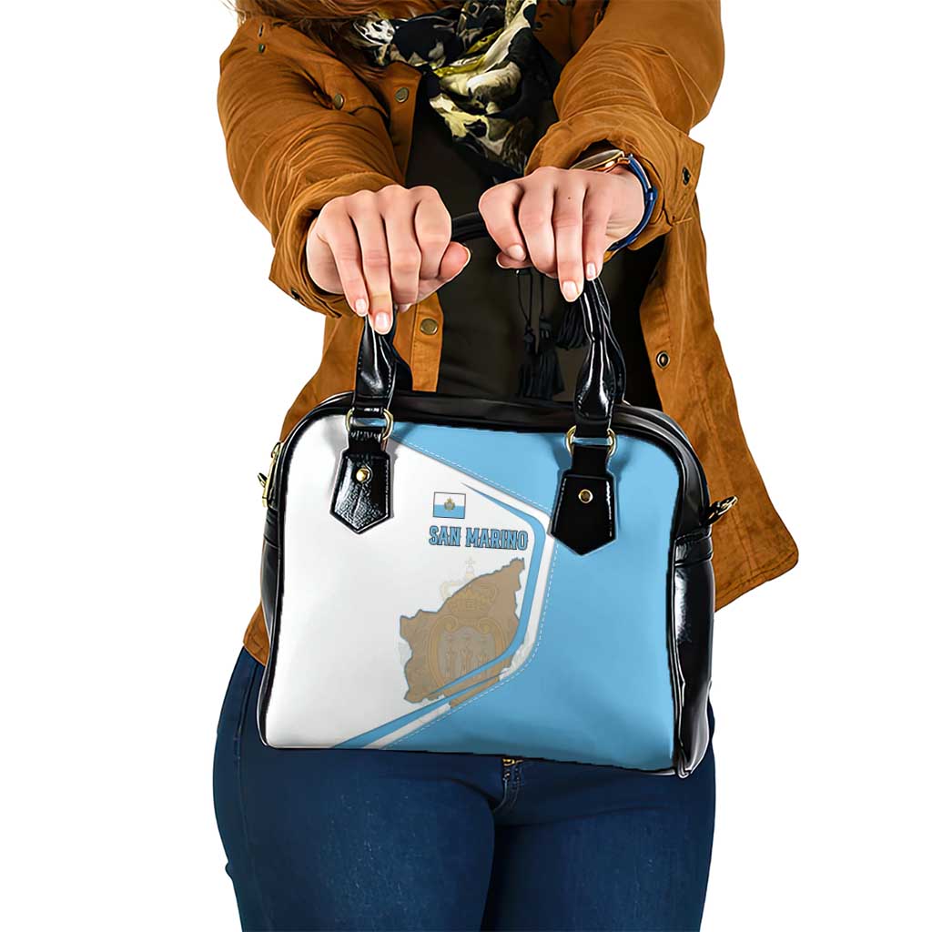 San Marino Shoulder Handbag with Shield Crest and Stitch Panel TS04