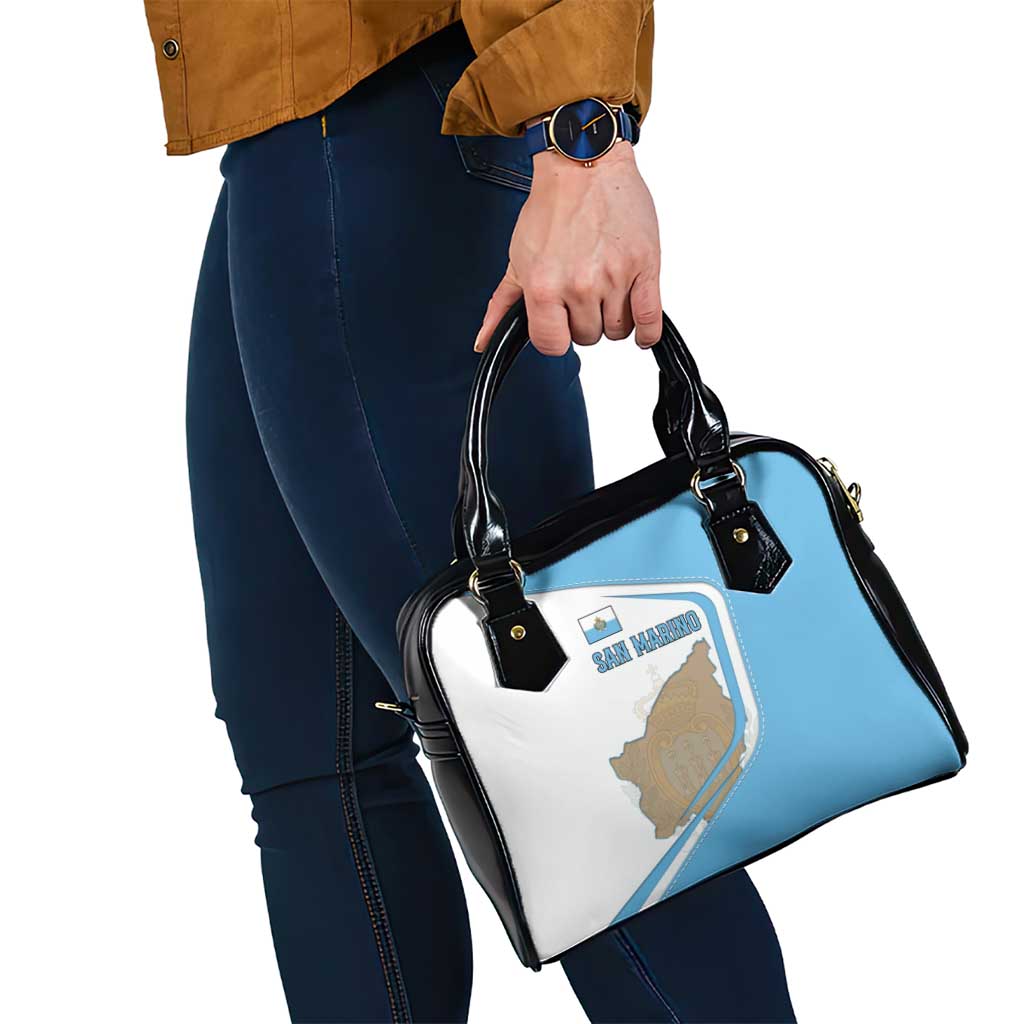 San Marino Shoulder Handbag with Shield Crest and Stitch Panel TS04