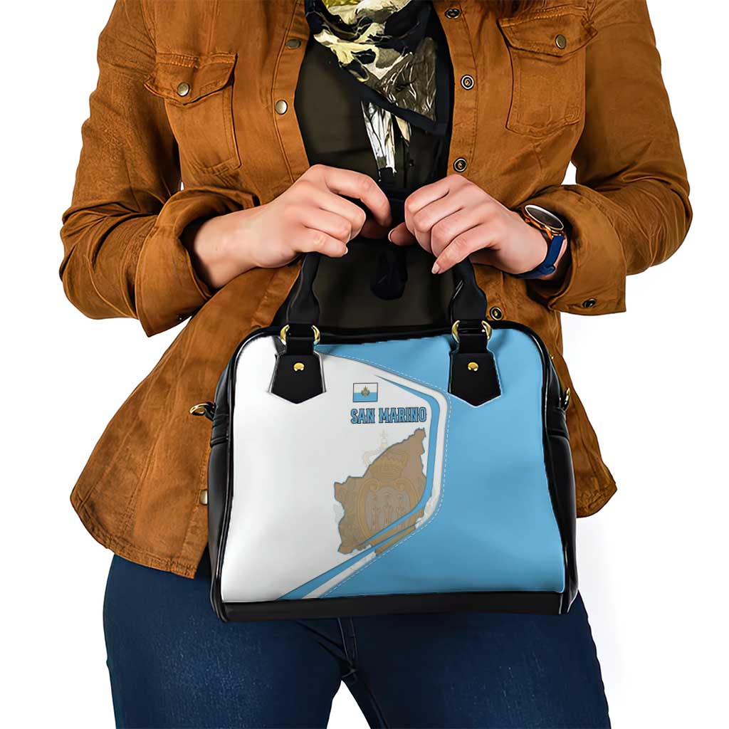 San Marino Shoulder Handbag with Shield Crest and Stitch Panel TS04