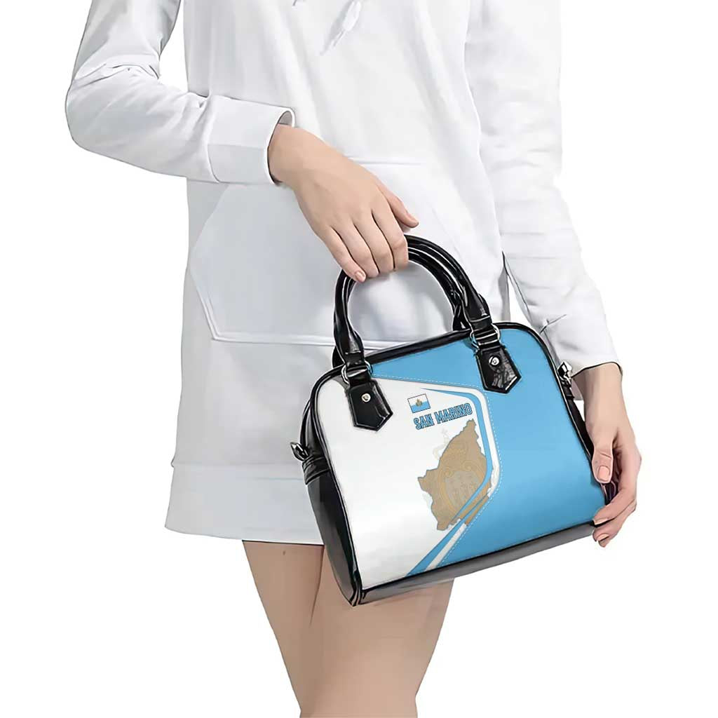 San Marino Shoulder Handbag with Shield Crest and Stitch Panel TS04