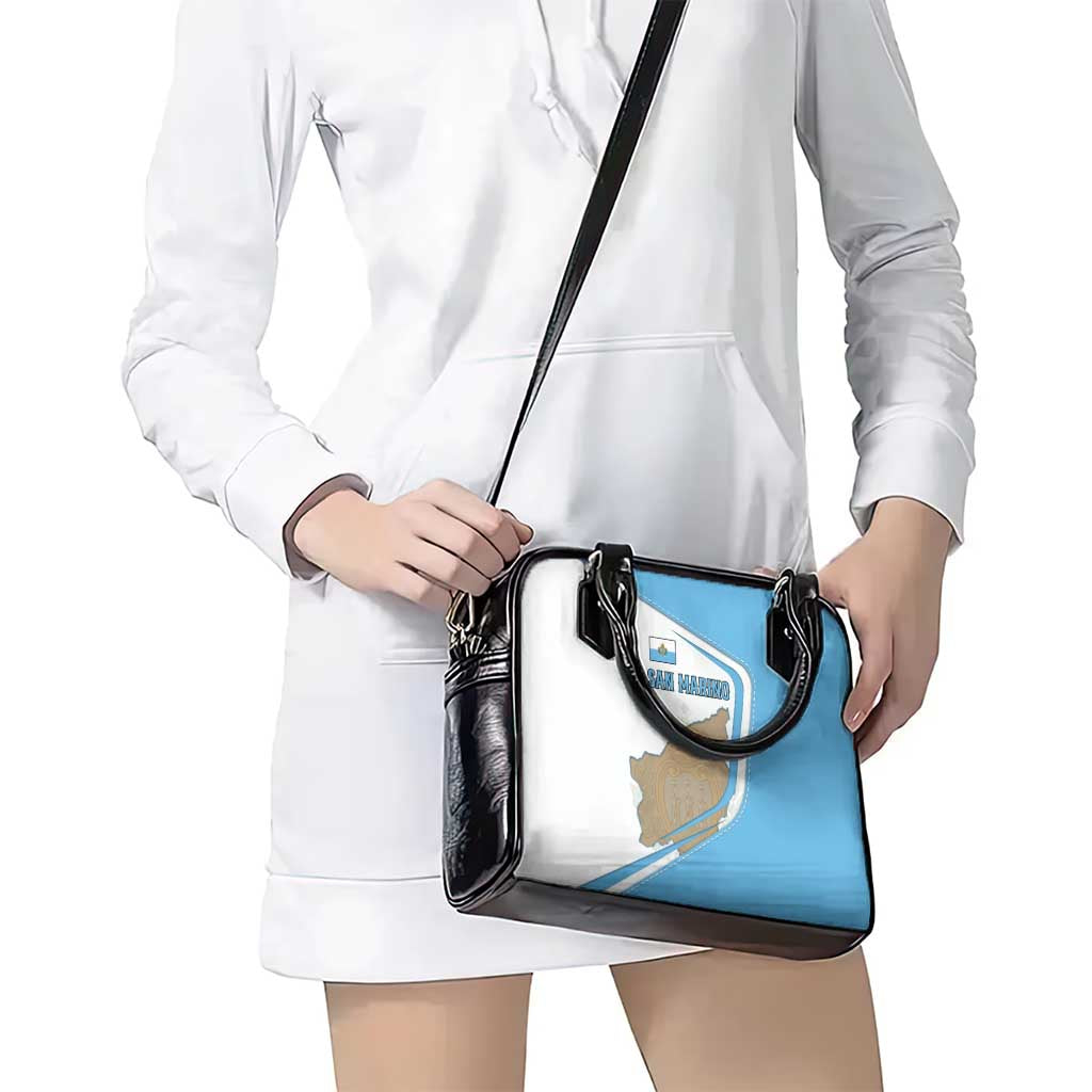 San Marino Shoulder Handbag with Shield Crest and Stitch Panel TS04
