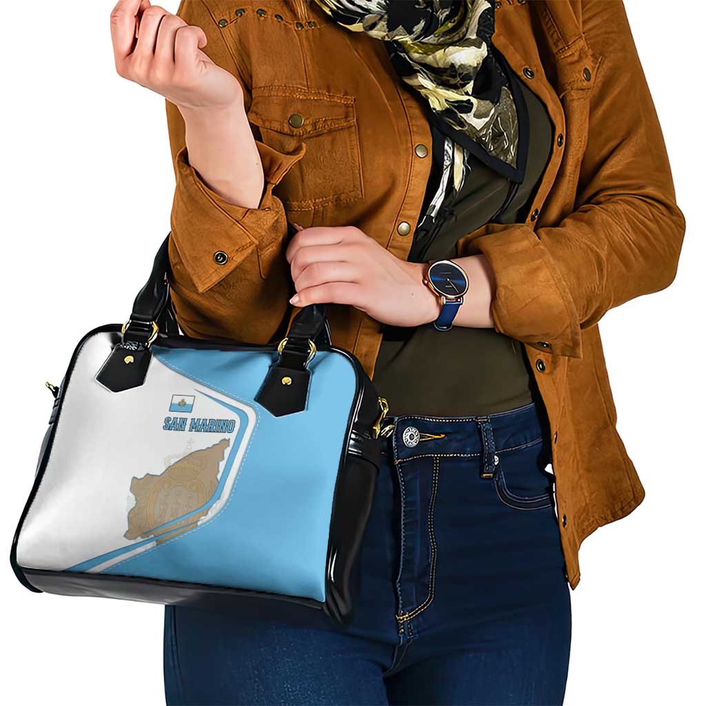San Marino Shoulder Handbag with Shield Crest and Stitch Panel TS04