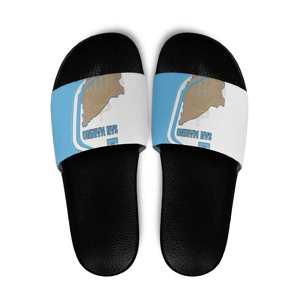 San Marino Slide Sandals with Shield Crest and Stitch Panel TS04