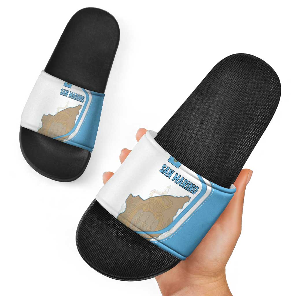 San Marino Slide Sandals with Shield Crest and Stitch Panel TS04