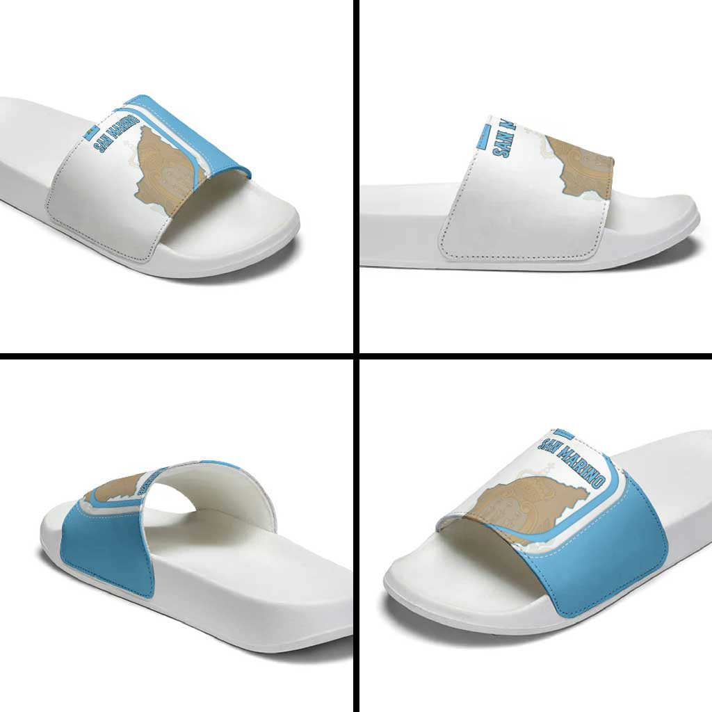 San Marino Slide Sandals with Shield Crest and Stitch Panel TS04