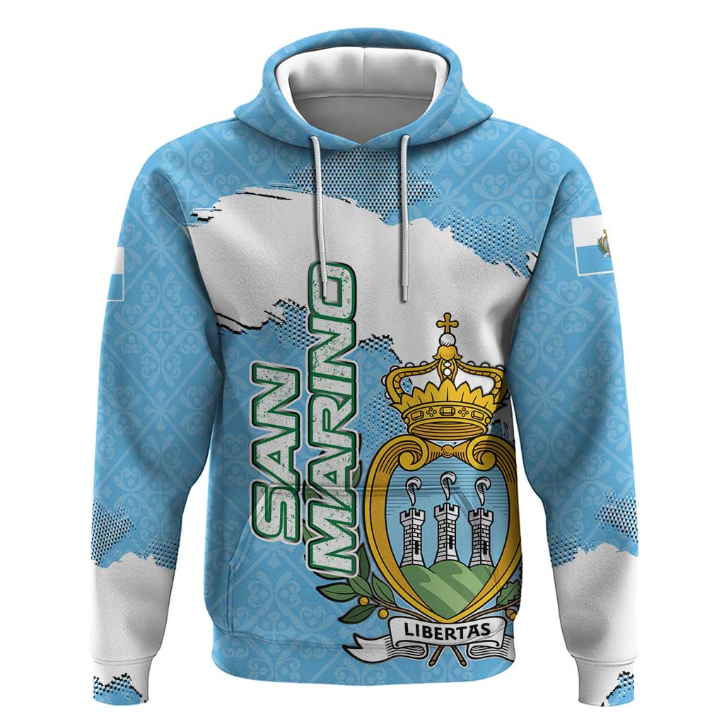 San Marino Hoodie with Map Outline and Crest Overlay TS04