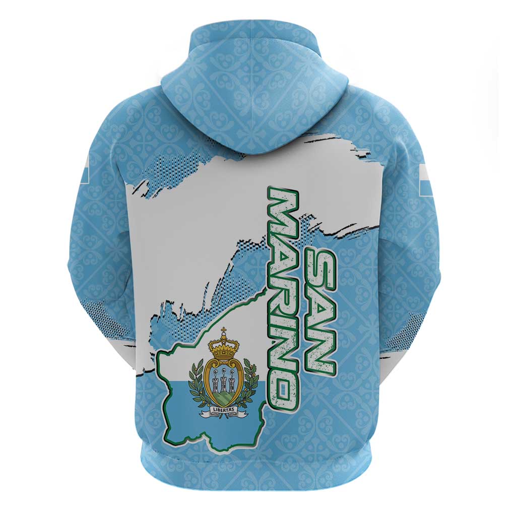 San Marino Hoodie with Map Outline and Crest Overlay TS04