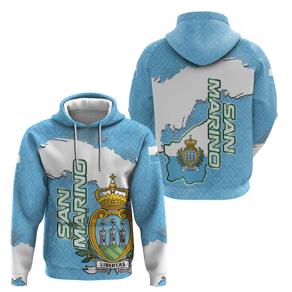 San Marino Hoodie with Map Outline and Crest Overlay TS04