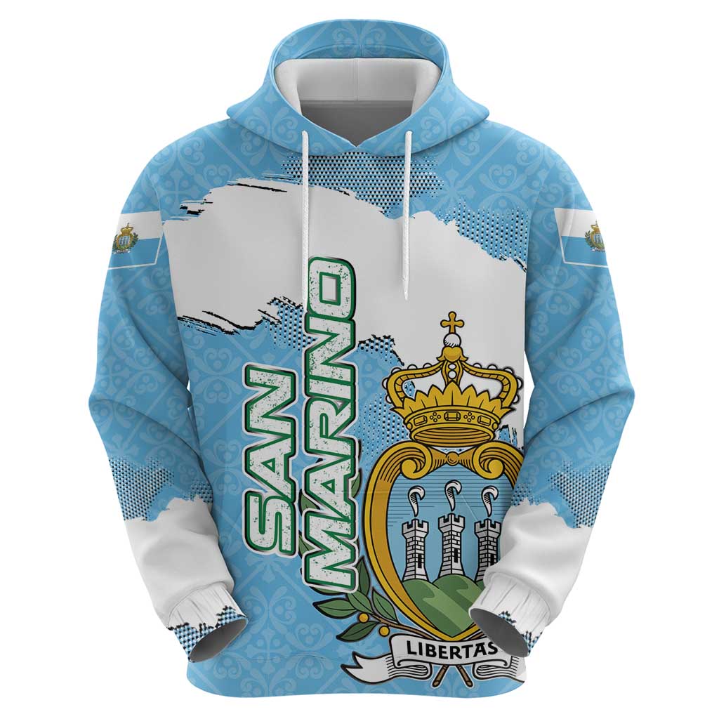 San Marino Hoodie with Map Outline and Crest Overlay TS04