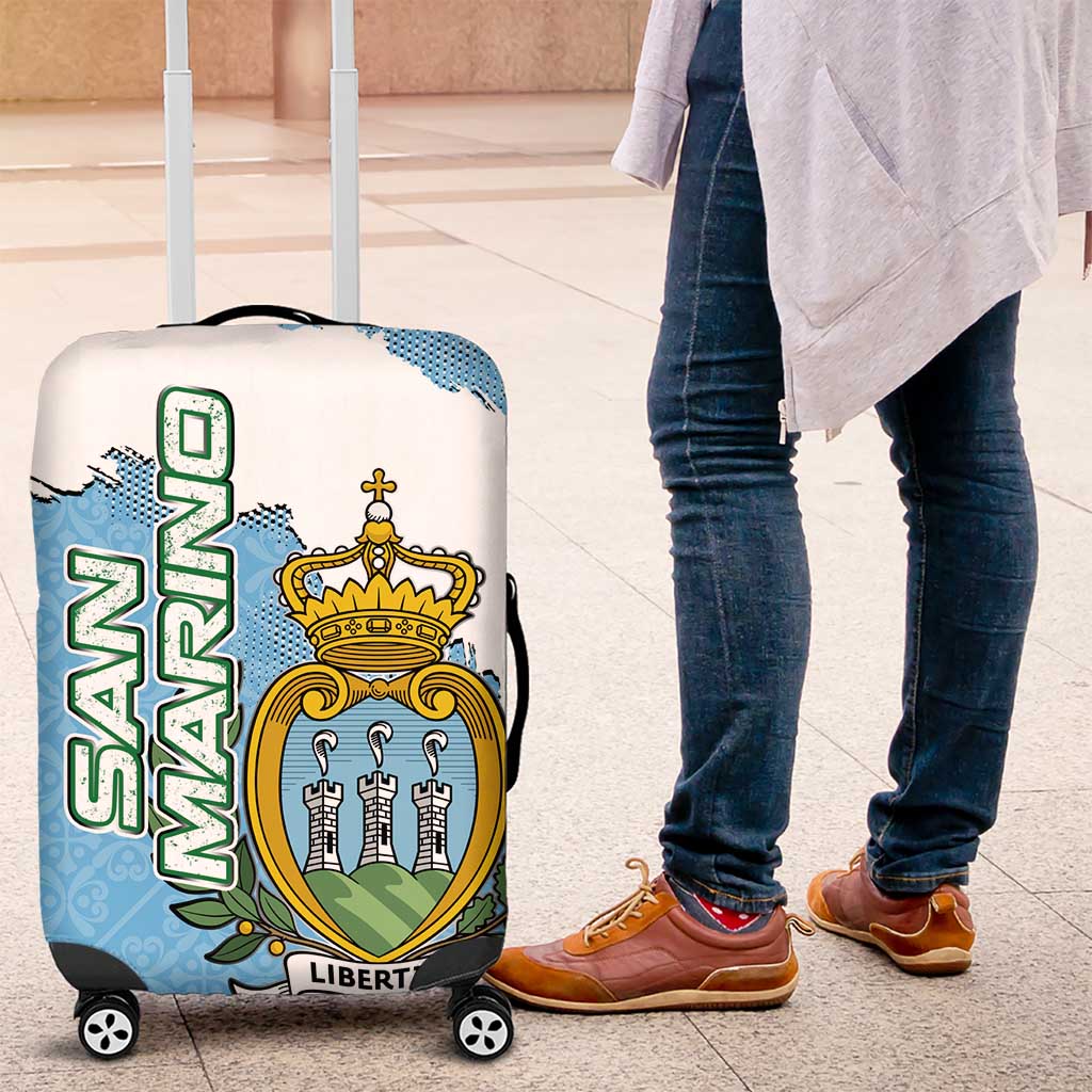 San Marino Luggage Cover with Map Outline and Crest Overlay TS04