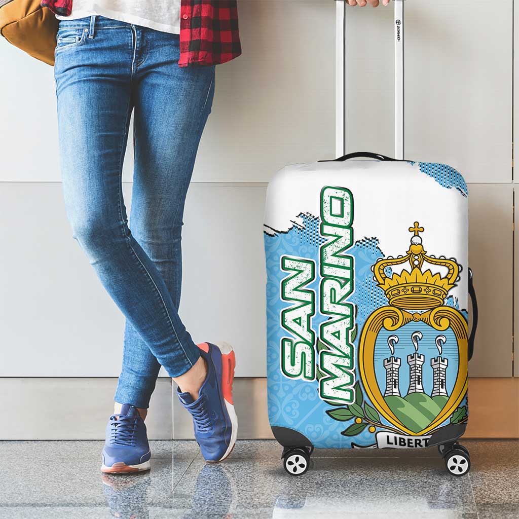 San Marino Luggage Cover with Map Outline and Crest Overlay TS04