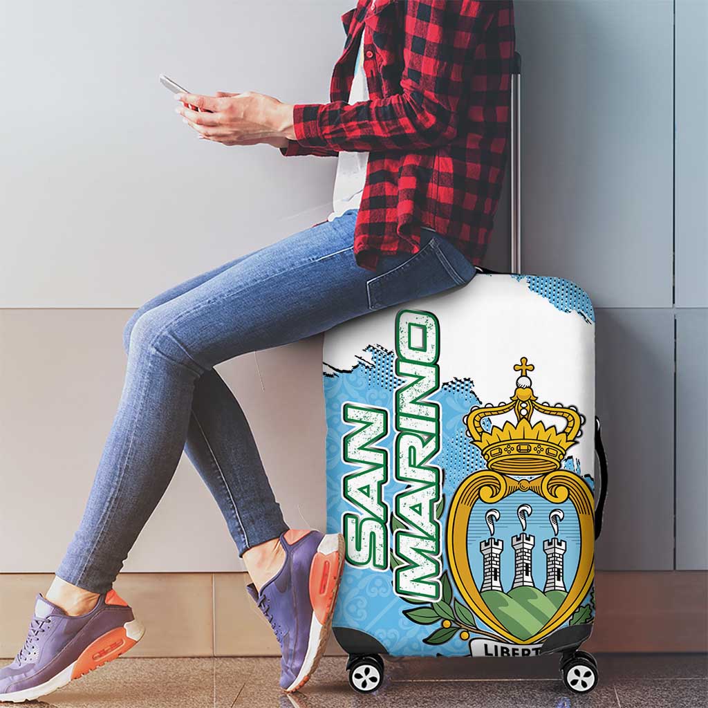 San Marino Luggage Cover with Map Outline and Crest Overlay TS04