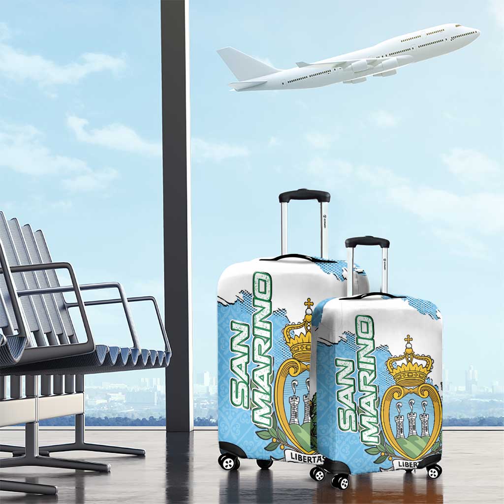 San Marino Luggage Cover with Map Outline and Crest Overlay TS04