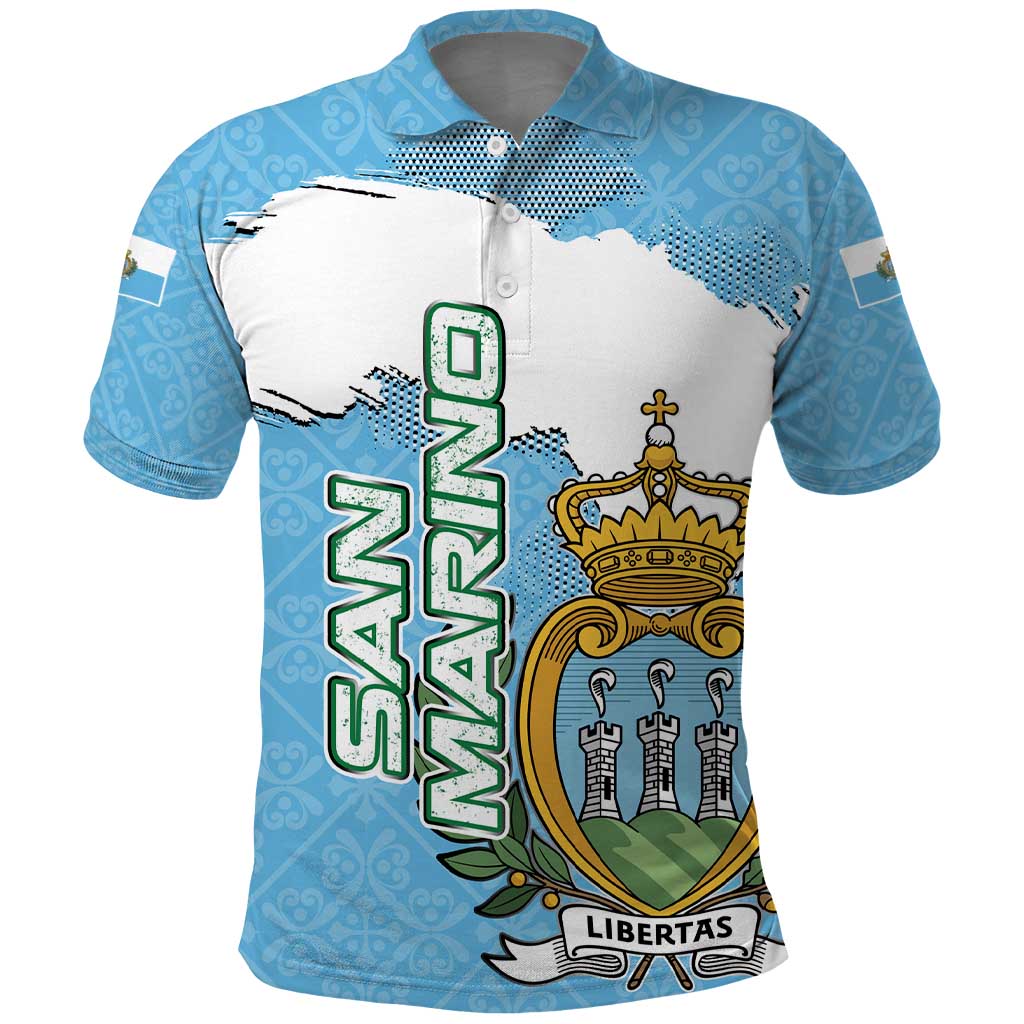 San Marino Polo Shirt with Map Outline and Crest Overlay TS04