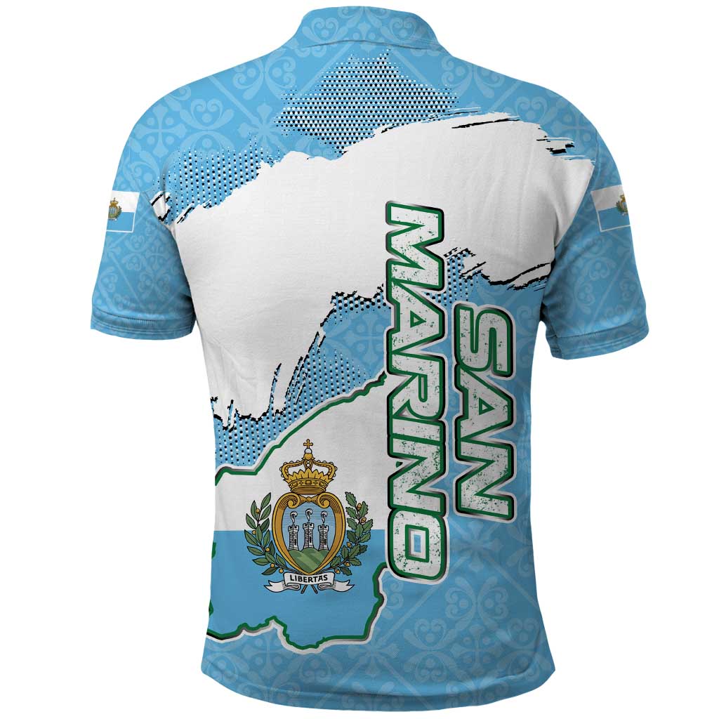 San Marino Polo Shirt with Map Outline and Crest Overlay TS04